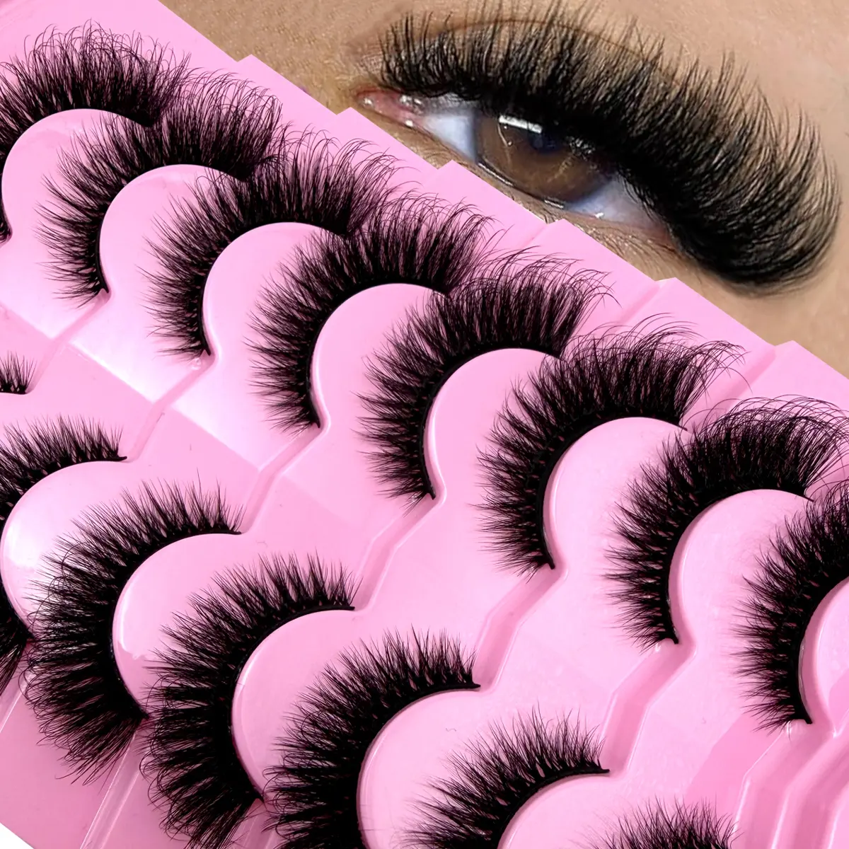 MKYDCG 3D natural cat eye fluffy soft cross 8 pairs of comic eyelashes Wispy natural eyelash extension eyelashes
