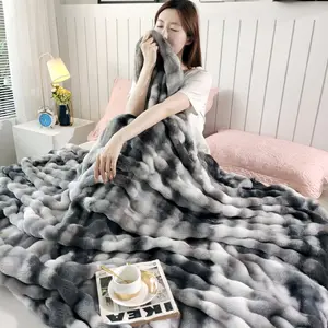 Ultra-Soft Faux Rabbit Fur Blanket, Large Plush Throw for Sofa Bed, Perfect Christmas Gift for Women, Cozy Blanket Throw, Warm Throw Blanket