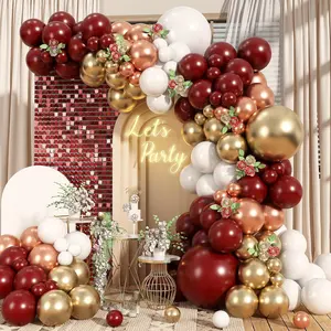 Burgundy Balloon Arch Kit with Metallic Rose Gold & Maroon Balloons for Birthday & Wedding Decor