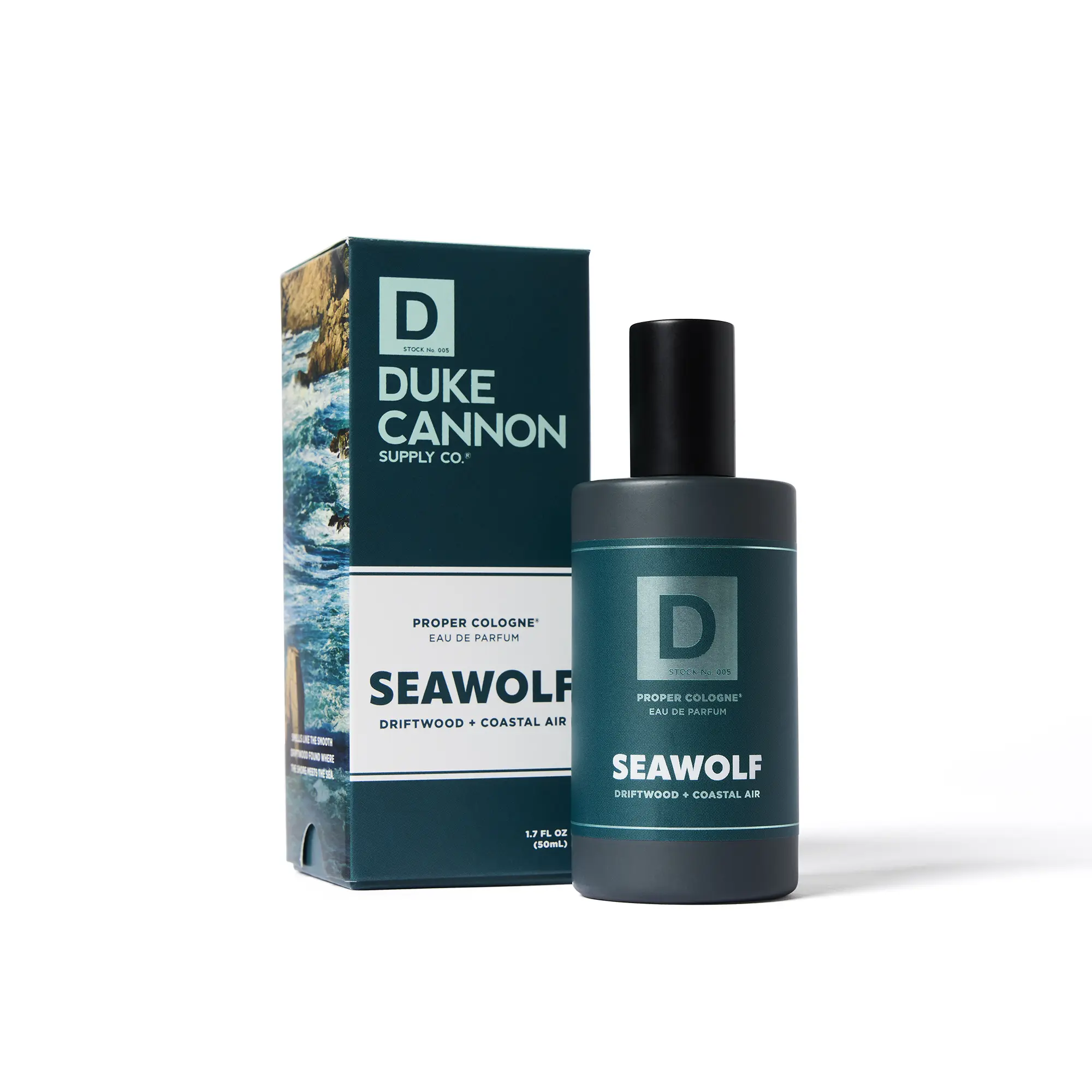 Duke Cannon Supply Co. Proper Cologne – Seawolf, Driftwood & Coastal Air, Fresh, Natural Eau de Parfum for Hard-Working Men, Clean, Crisp Ocean-Inspired and Driftwood Scent, Long-Lasting Everyday Fragrance, Small Batch, Artisan-Made, 1.7 fl oz