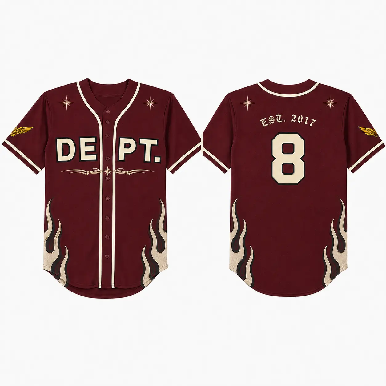 Galery Dep Vintage Burgundy Baseball Jersey Button Up Mesh Sports Shirt Unisex Streetwear Athletic Top