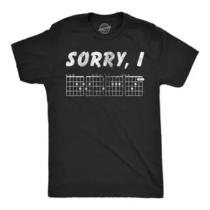 Mens Funny T Shirts Sorry I D G A F Guitar Chords Sarcastic Music Joke Graphic Tee for Men Mens Funny T Shirts Cool Vintage Fashion T-Shirt Gift Classic Menswear Sarcastic Apparel for Men Funny Music Short Black -