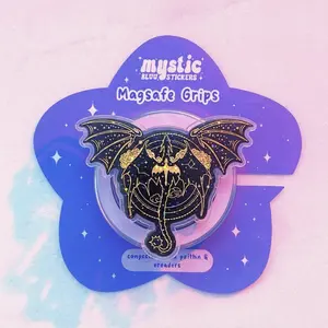 Dark Fantasy Batwing Dragon MagSafe Grip Magnetic Phone Stand Secure Hold for iPhone MagSafe Compatible