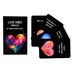 Inner Haven Tarot Love Vibes Oracle Deck - 40 Matte Cards with Silver Foil for Relationship Love Marriage Pregnancy Stalker Advice