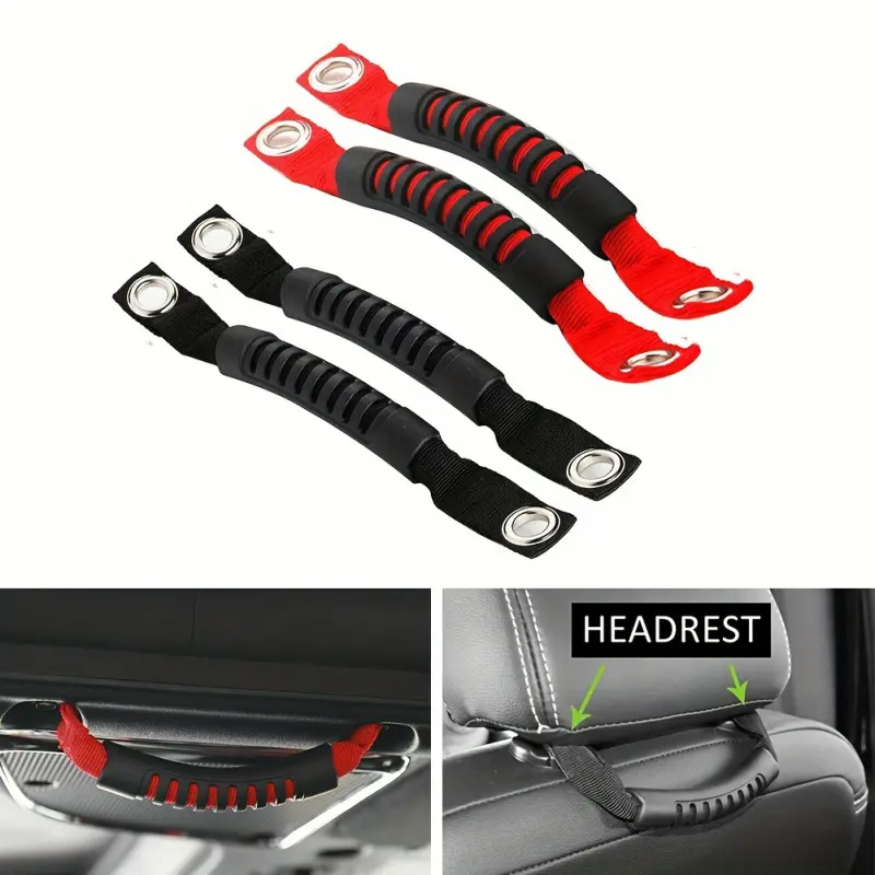 2 PCS Durable Grip Handles] Contoured Heavy-duty Roof Grab Handles with Grip Cords - Easy In/Out Assist Handles, Universal Fit for All Car Models Interior Accessories