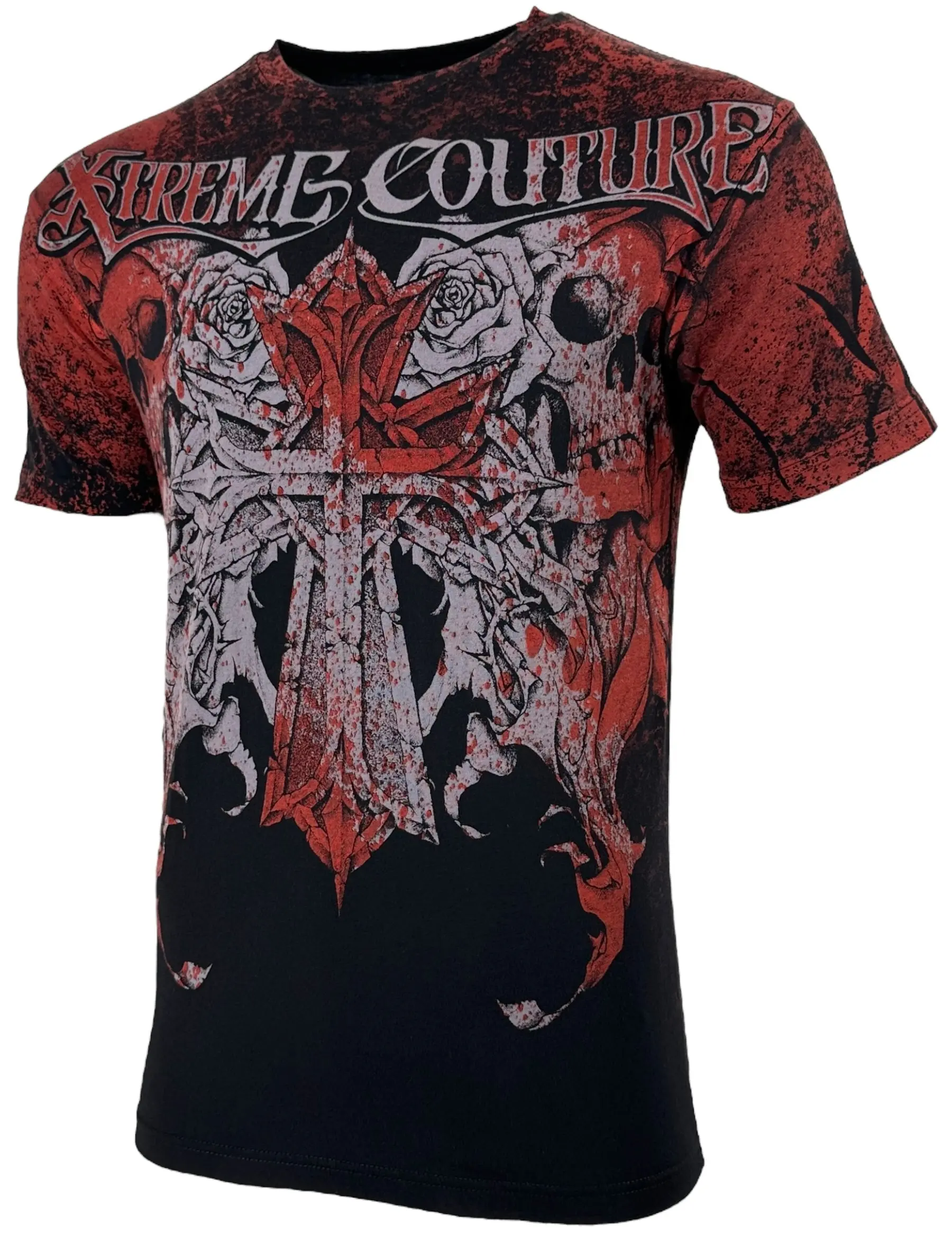 Xtreme Couture Men's Gothic Biker Top - 100% Cotton Graphic Print T-Shirt, Fitted Cut, Short Sleeves, Round Neck