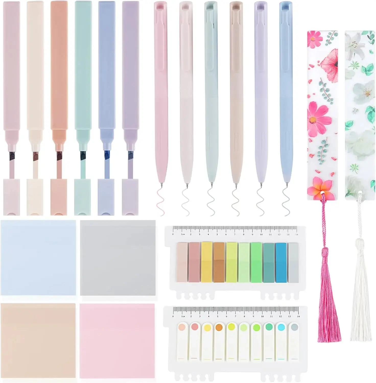 20Pcs Bible Study Supplies Journal Kit Aesthetic Pastel Highlights Pens Tabs Bookmarks for Women Teens School Accessories Cute Colorful Bible Highlighters Pens No Bleed Sticky Notes Index Maskers