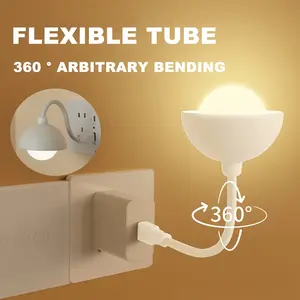 Bud-Shaped USB Plug-In LED Night Light, Flexible Gooseneck Lamp, Soft Warm White Light for Bedroom, Nursery