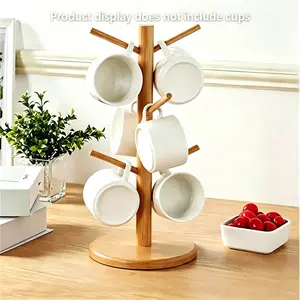 Bamboo Cup Holder, 1 Count Cup Drying Rack, Kitchen Cup Storage Rack, Household Storage Rack for Kitchen, Living Room, Bedroom, Bathroom, Organiser, Bathroom Organizer, Bathroom Accessories Organizer, Bathroom Organizing Accessories