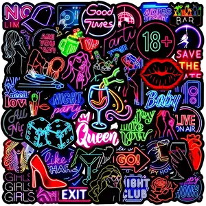 50pcs Neon Nightclub Series Stickers, Suitable for Designing Faith-based Items Such As Scrapbooks, Diaries, Laptops, Water Bottles, Cars, Car Decals, Etc., with Positive Messages As Gifts