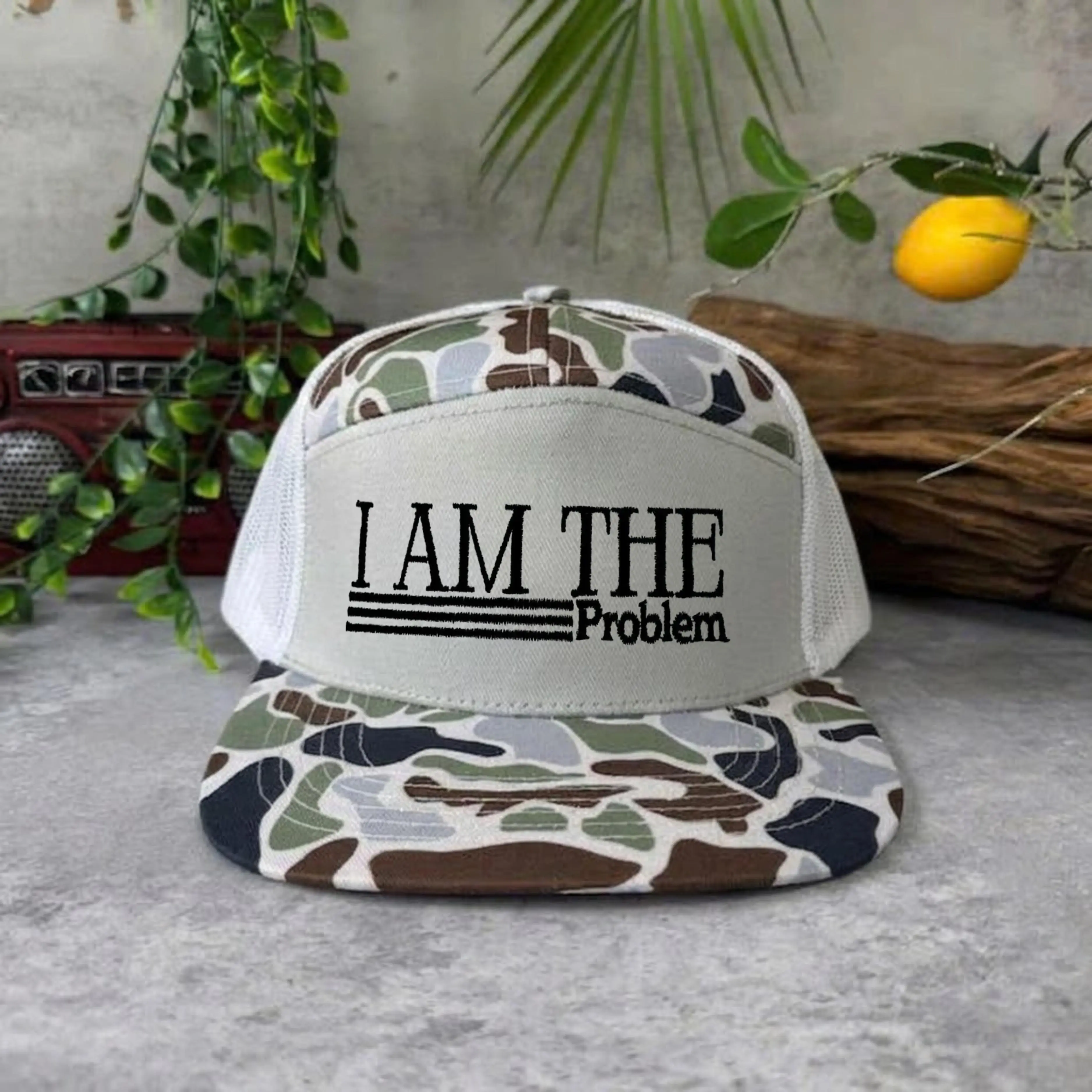 I am The Problem Embroidered Trucker Hat, Unisex Adjustable Snapback Trucker Hat, Breathable Mesh Back Summer Outdoor Cap for Men Women