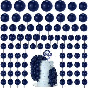 80 Pcs Cake Balls Decorations Mini Balloon Cake Topper Balls Foam Cupcake Toppers for Cake Decorating Birthday Parties Weddings Anniversary (Navy blue)