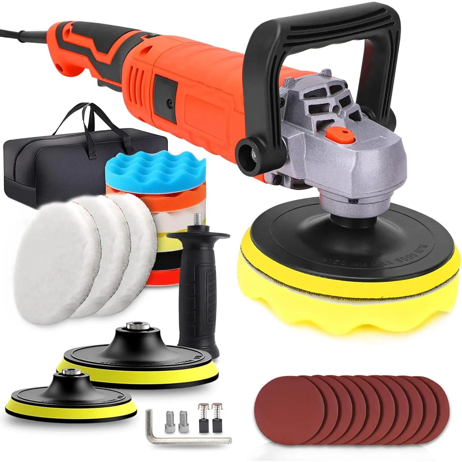 Buffer Polisher,  Buffer Waxer, 7 Variable Speed 1000-3500 RPM,Rotary Polisher with 6" and 7" Backing Plate, 1580W Rotary Polisher for  Polishing, Waxing, Glaze, Sanding