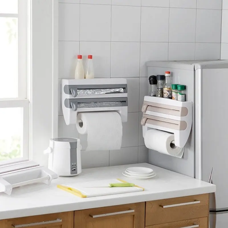 4-in-1 Kitchen Roll Dispenser — Wall-Mounted Foil, Wrap & Paper Towel Holder