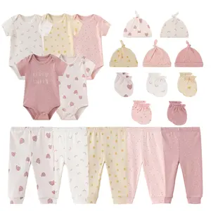 Kiddiezoom 20Pieces Unisex Newborn Baby Boy Girl Clothes Cartoon Print 100% Cotton Baby Clothing Sets 0-12M