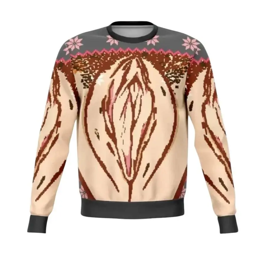 [HOT UGLY] Ugly Christmas Sweater with Vulva Pattern, Funny Adult Gag Gift