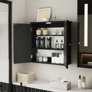 Bathroom Wall Cabinet, Over The Toilet Space Saver Storage Cabinet, Medicine Cabinet with 2 Door and Adjustable Shelves