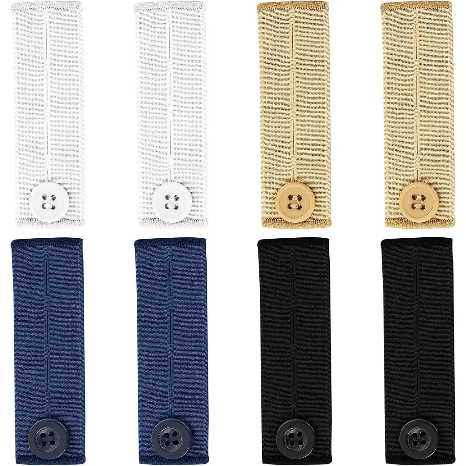 8 Pcs Button Extenders for Jeans Elastic Waistband Extenders Adjustable Elastic Waist Extenders for Pants Pregnancy Pants Extender Pants Extender for Maternity for Men Pregnant Women(4 Colors)