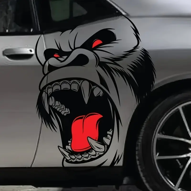 Gorilla Angry Beast Graphic Auto Decal-Animal Printed Vinyl Self-Adhesive Sticker for SUV, Truck, Car Door, Bedside-Durable Installation Car Styling Decoration