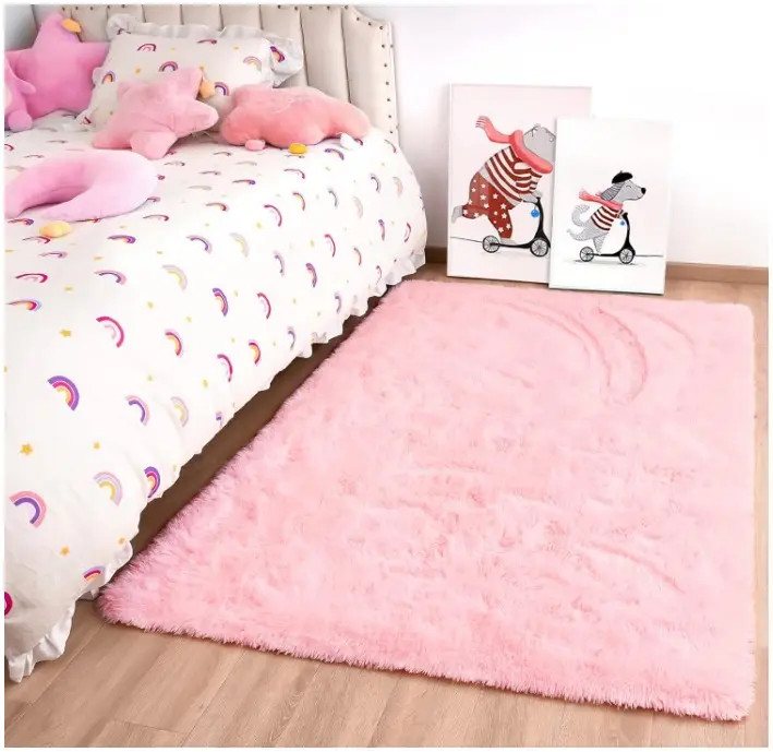 Noahas Fluffy Pink Rugs for Bedroom Girls,Door Mat Indoor Entrance,2x3 Shaggy Small Non-Slip Entryway Entry Area Rugs,Soft Plush Bedside Throw Kids Carpet Home Decor