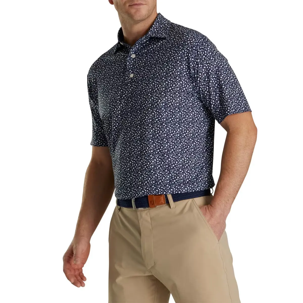 Footjoy Lisle Tossed Tulips Self Collar Polo 2023