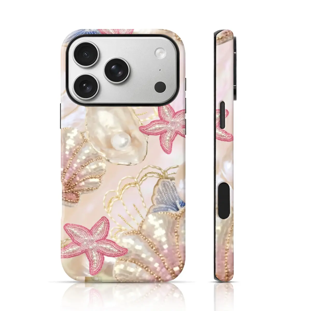 Embroidered Shell Starfish Design Phone Cover TPU for iPhone 17 Pro Max/16 Pro Max /15Pro Max 15/14/13/12 & Samsung S26 /S25Ultra Tiktok Hot Selling