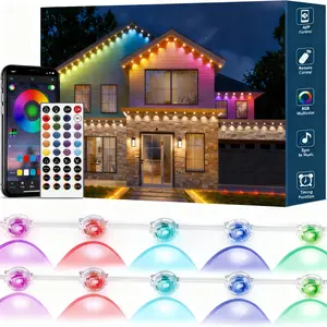 Yocrostar 50-100ft Permanent Outdoor RGB LED Lights – Smart Eaves Lights with App & Remote Control, IP67 Waterproof, Perfect for Christmas & Holiday Decor, Daily & Accent Lighting for House Roof & Garden