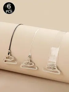 6pcs Anti-Slip Seamless Non-Marking Bra Strap, Exposed Bra Strap, Super Transparent Straps, Comfortable and Stylish Underwear Bra Accessories, Clear