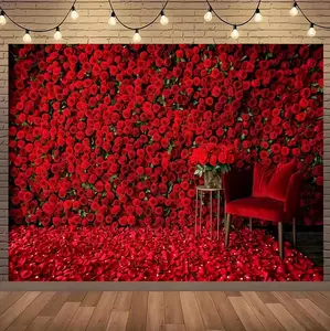 KISSFAITH Pink Rose Fabric Wall Backdrop for Weddings, Bridal Showers, Birthdays, Valentines, Mother's Day, Anniversaries, New Year, Home Decor, and Pink Princess-Themed Girls' Birthday Parties banners rectangular tree pattern