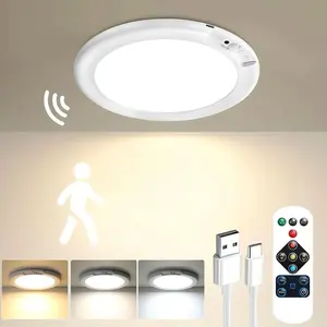 Magnetic rechargeable motion sensor ceiling light with remote control, 8000mAh, three level brightness adjustment, Lighting modes adjustable, no wiring required, battery powered, USB charging, suitable for wardrobes, showers, stairs, sheds, corridor