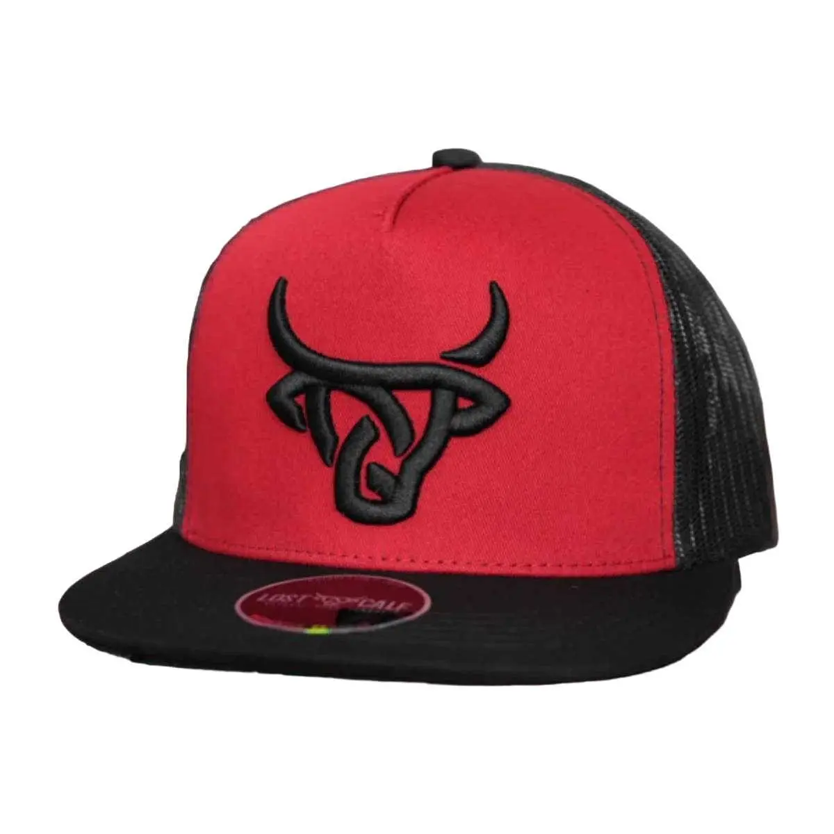 Lost Calf Unisex Bandit Flat Red & Black Mesh Back Snapback Hat