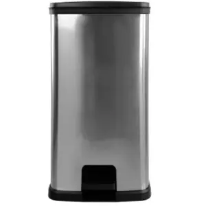 13.2 Gal Rectangular Smart Trash Can - Pedal-Operated, Touchless, Stainless Steel Look, Durable Plastic, 13.54in L x14.44in W x26.24in H, Kitchen Household Waste Bin, Home Cleaning Supply