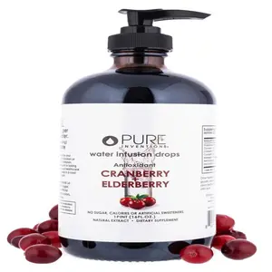 Pure Inventions Water Enhancer Premium Drops - Refreshing and Delicious - No Sugar, Calories, or Artificial Sweeteners - Cranberry Elderberry - 500 Servings