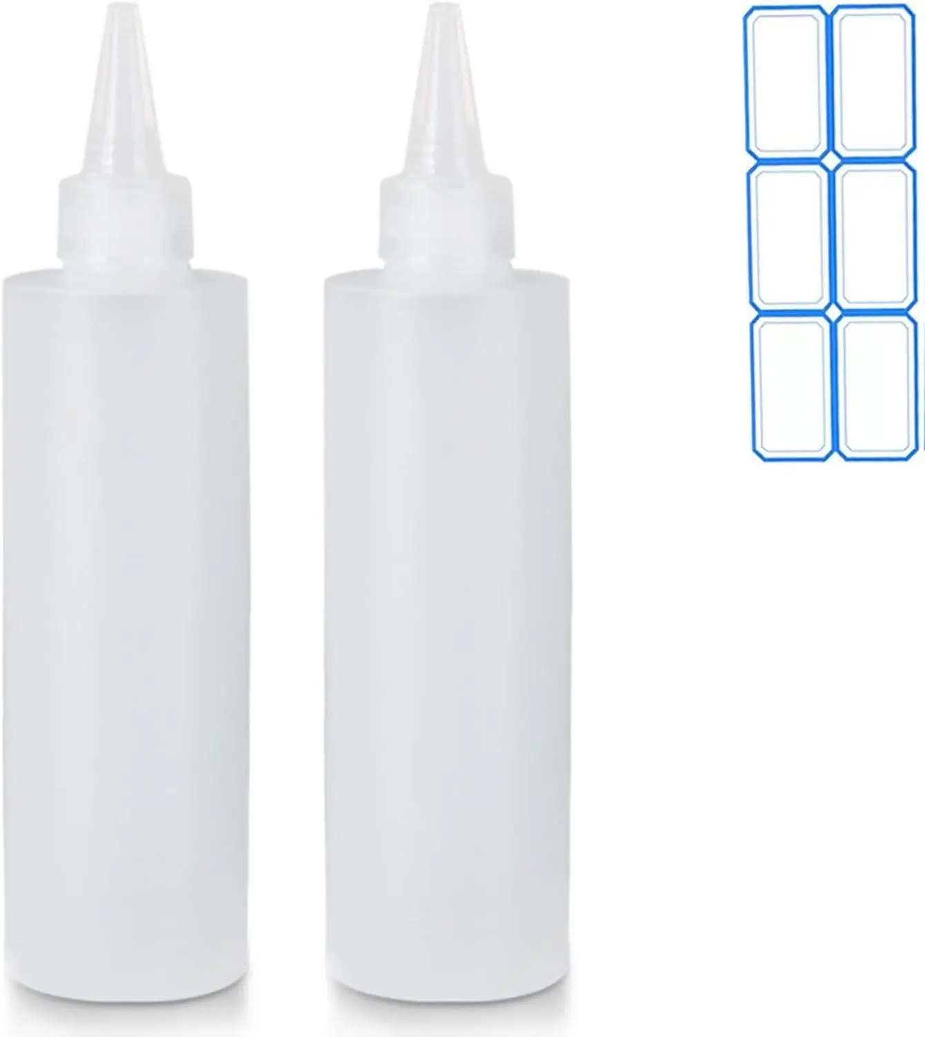2-Pack Plastic Translucent Round BPA-Free Condiment Squeeze Bottles (10 Oz/300ml) - Double-Seal Leak-Proof Durable Refillable Condiment Serving Container Set for Kitchen Storage