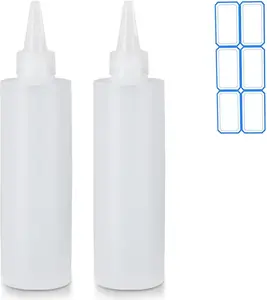 2 Pack 10 Oz (300ml) Condiment Squeeze Bottles, Leak Proof Refillable Condiment Container for Kitchen Use