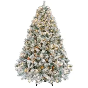 6 FT Artificial Full Body Shaped Christmas Tree,Snow Flocked Design Pine Tree,Full Appearance Snowy,Metal Stand,Easy Assembly for Holiday Decoration