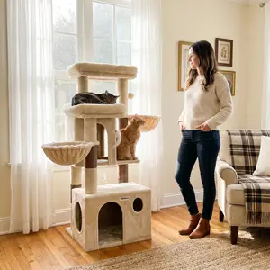 Globlazer Cat Tree for Large Cats, 48 Inch Multi-Level Cat Tower