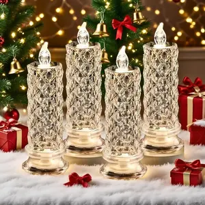 3-Piece LED Crystal Candle Lights Set, Romantic Night Light for Bedroom Decor, Gift, Christmas, Anniversary, Party, Wedding, Birthday