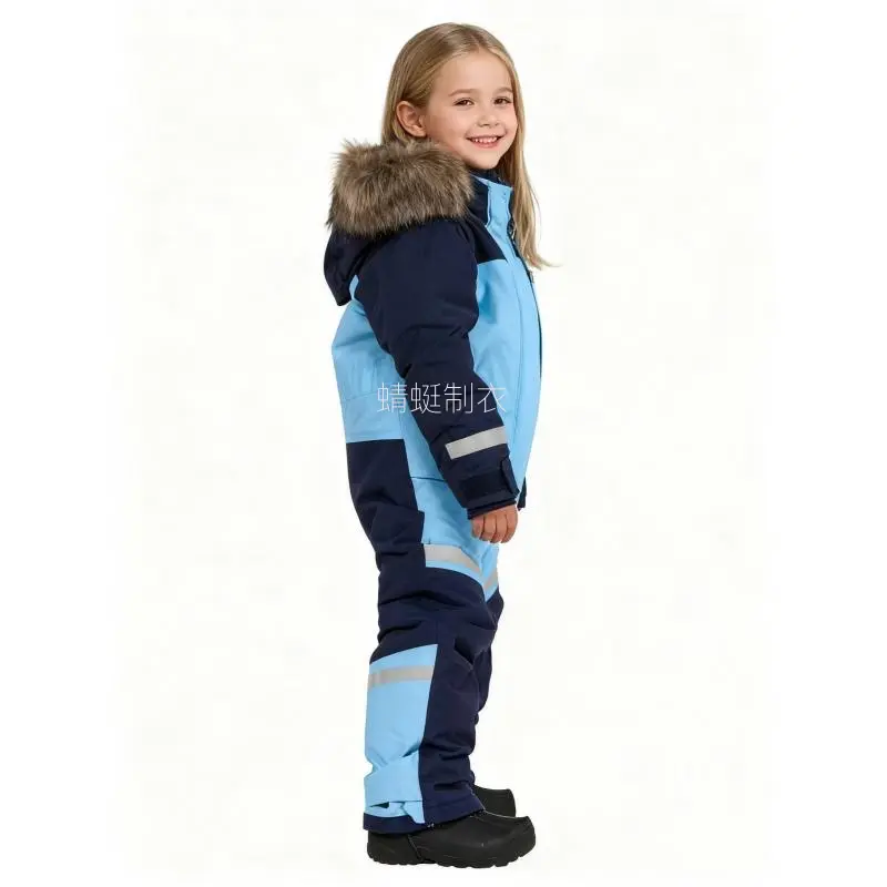 Kids' Windproof Snowsuit for Boys and Girls, Loose-Fitting 1-Piece Polyester Jumpsuit for Outdoor Cold Weather, Ages 4-13Y, 4-5Y, Long Sleeve, Children, Cold Weather Coats, Outdoor Wear