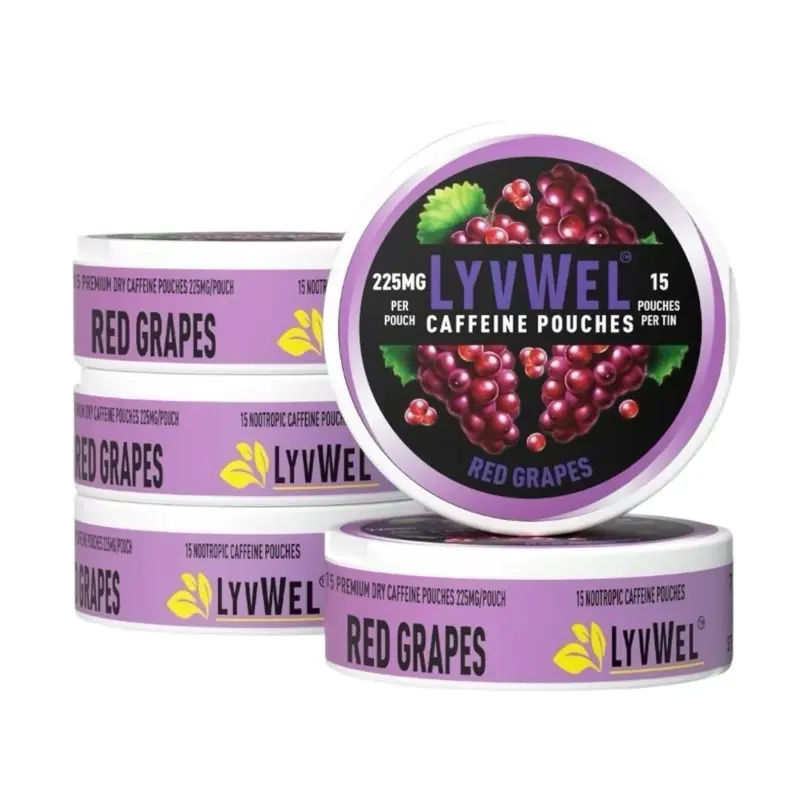 5-Pack WILD GRAPE 225mg caffeine per each pouch.15 pouches per Jar. Sport Energy Beverage healthy Drink