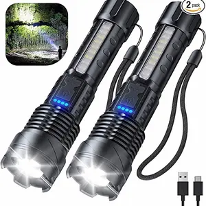 Flashlight Tech - 2 Pack LED Flashlights with USB Cable for Enhanced Visibility and Convenient Charging Perfect for Home & Outdoor Activities
