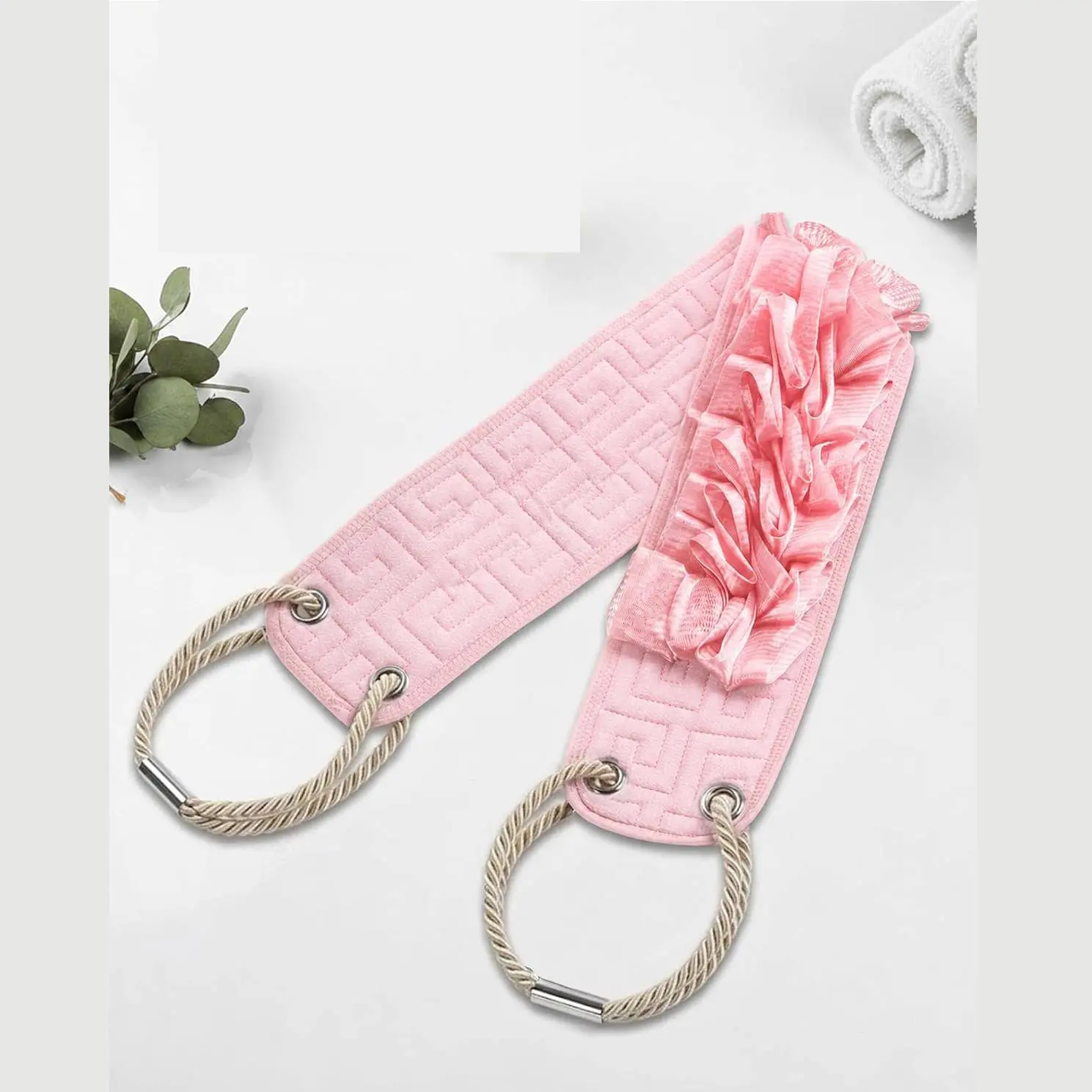 Back Scrubber for Shower, Exfoliating Washcloth Towel with Handle, Body Scrubber Exfoliator, Bath Sponge Loofah Luffa, Back Washer Wash Cloth for Men Women, Korean Exfoliate Body Scrub