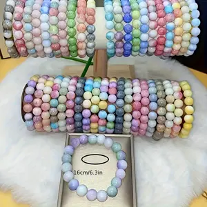 20Pcs  Boho 10Mm Glass Bead Stretch Bracelets, Colorful Stackable Elastic Bangle Set for Women, Perfect for Daily Wear & Gift-Giving, Versatile for All Seasons