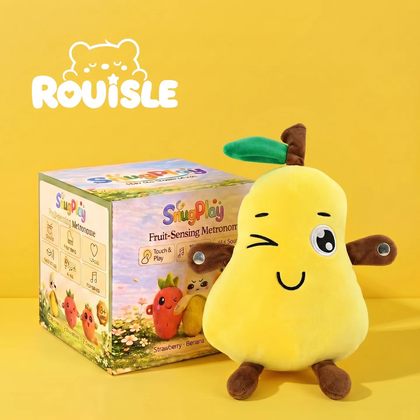 Rouisle Pear interactive Music Plush Toy Set -Banana,Strawberry & Carrot Electric Plush Toys forParent-Child Interaction, Couples & FriendsPrank Toy, Valentine's Day & Easter Party FunGift for Kids & Adults stuffed animals cute girlygifts