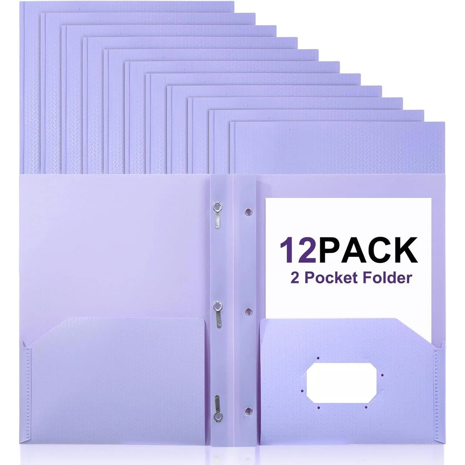 Sturdy Plastic Folder with Pockets,12 Pack,Heavy Duty Two Pocket 3 Prong Folders,Holds Letter Size Paper,File Folders with Business Card Slot for School  and Office(Light )