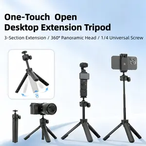 All-in-One Auto Pop-Up Mini Selfie Stick Tripod Aluminum Extendable Selfie Stick Tripod for phones, DJI Osmo Pocket 3/Xtra Muse, Action 5/4/3, Xtra Edge, GoPro Hero 13-7/Max, Compact Creator Accessory with Ball Head for Travel & Vlogging