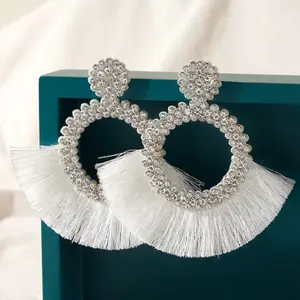 Elegant Circular Design Earrings with Rhinestone Edge Lightweight & Comfortable for All Day Comfort Ideal for Casual and Formal Wear