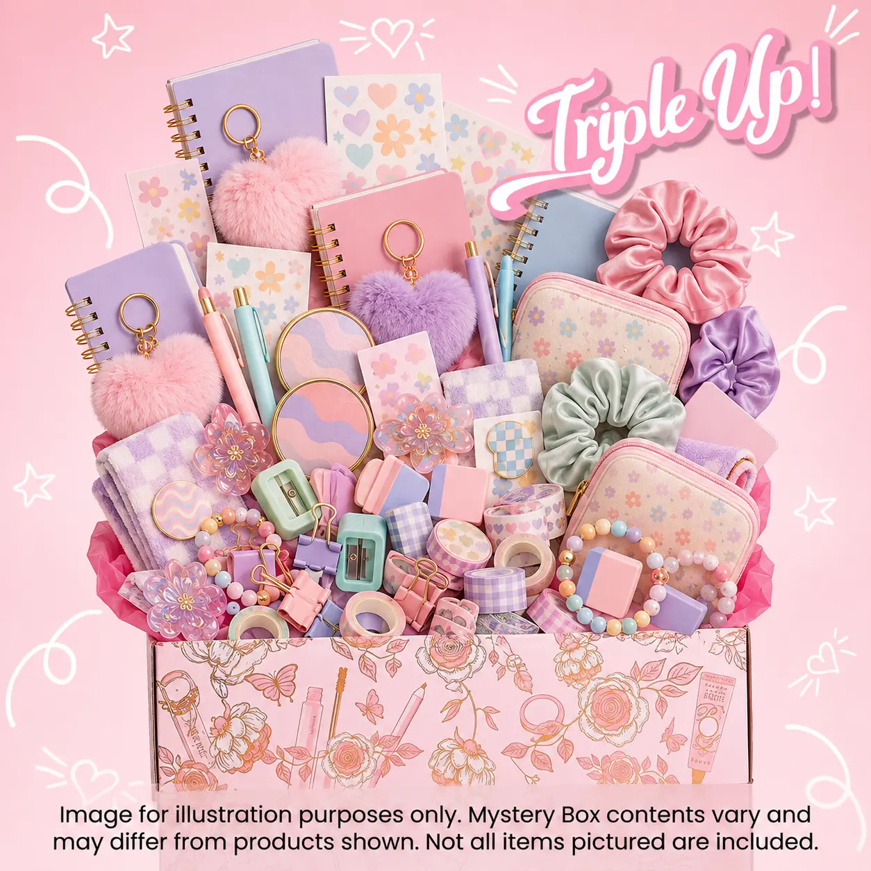 Scoop Box Cute Gift Box with Pastel Stationery, Hair Accessories, Mini Pouches, Keychain Charms and Everyday Finds, Birthday Halloween Christmas Gift for Women