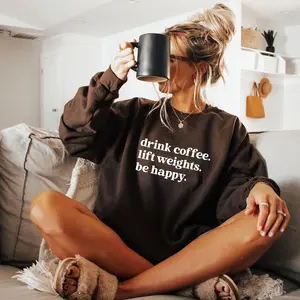 Drink Coffee Lift Weights Sweatshirt: Gym Fitness Motivation Pullover