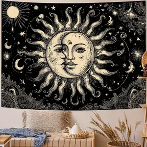 A Tapestry Featuring The Sun And Mandala, a Vintage Wall Hanging Designed for Ceiling Decoration in Bedrooms, Suitable for Wall Decor in Both Bedrooms And Living Rooms